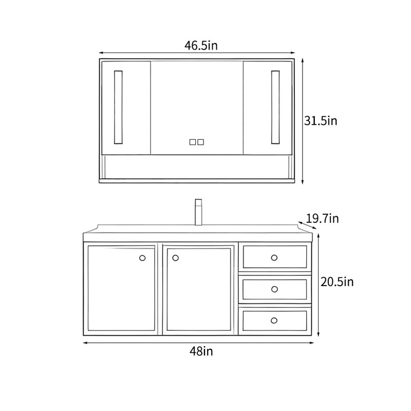 Armoire de salle de bain noire rétro de style français