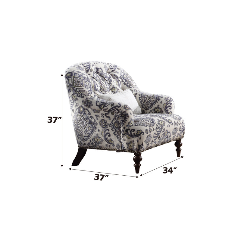 Manito 34" Wide Armchair in Navy/White/Chocolate