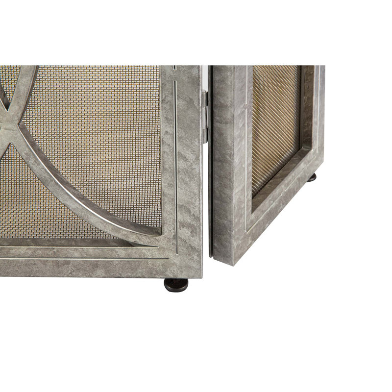 Parisian 3 Panel Iron Fireplace Screen, Royal Silver