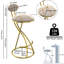 Tabourets de bar ronds modernes avec structure dorée, conception ergonomique et velours facile à nettoyer pour les îlots de cuisine-206769884