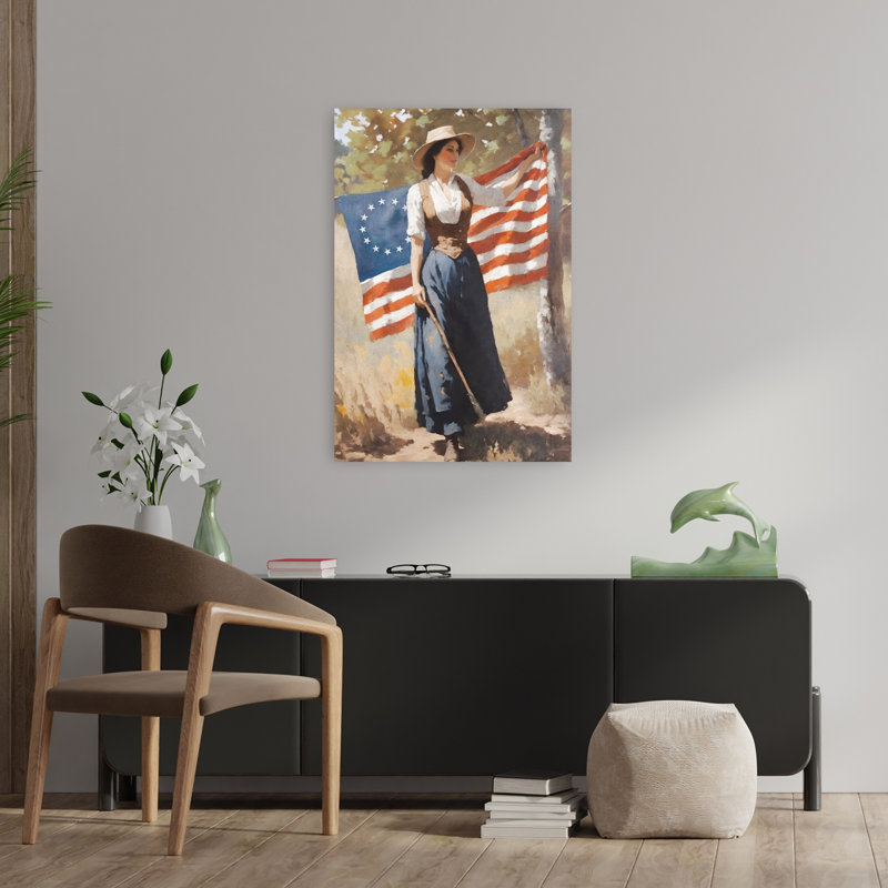 Le premier drapeau, art contemporain rustique, H 36 po x l 24 po