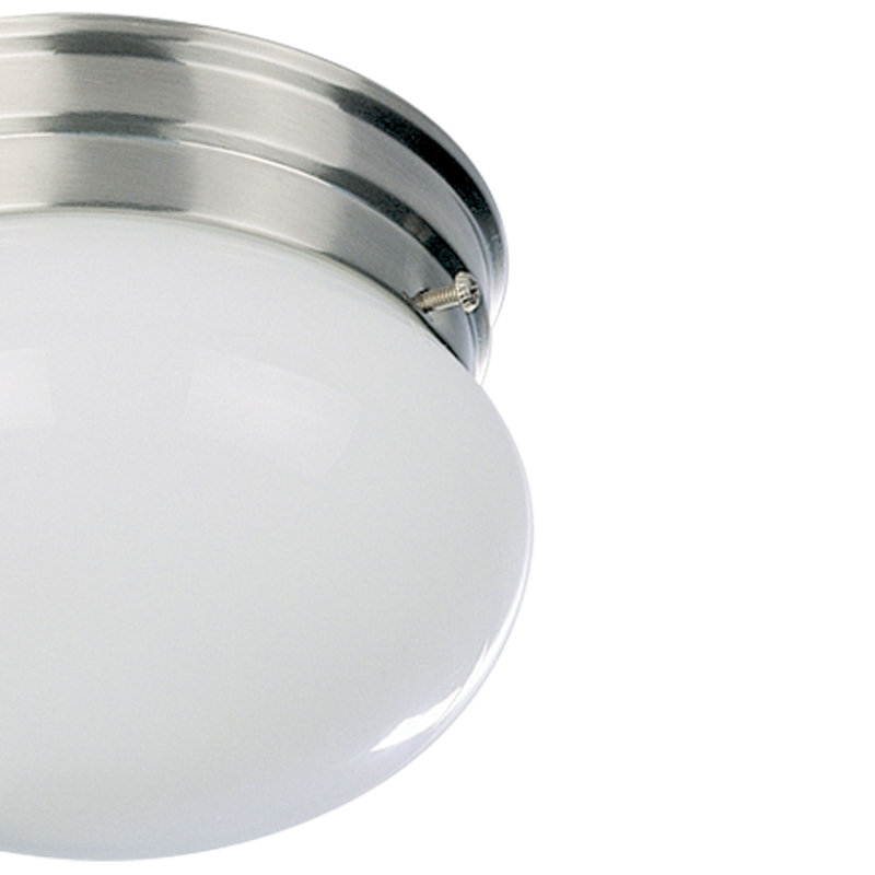 Plafonnier encastré rond 2 lumières en nickel brossé l 9 po avec verre blanc, Nickel brossé