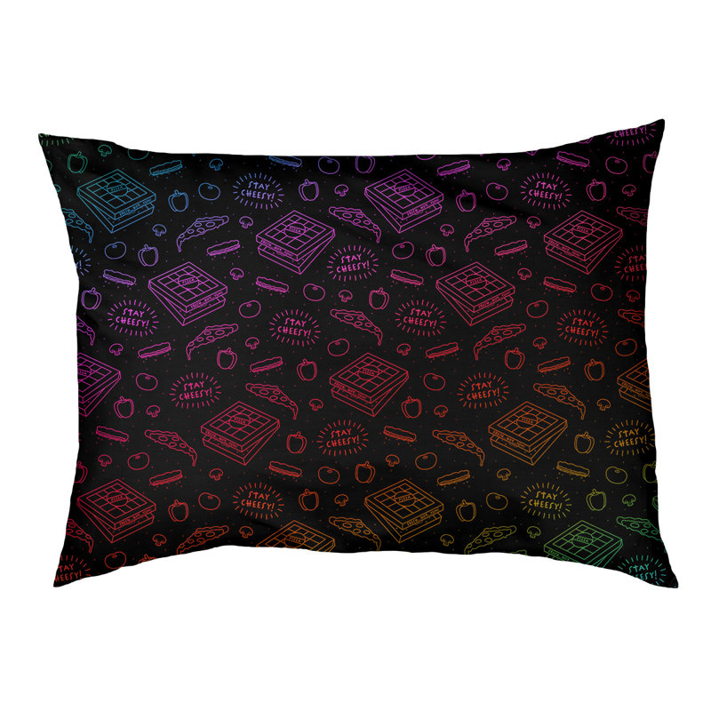 Coussin extérieur pizza Campion, Moyen (L 29,5 po x P19,5 po x H 9,5 po), Noir / rose / orange