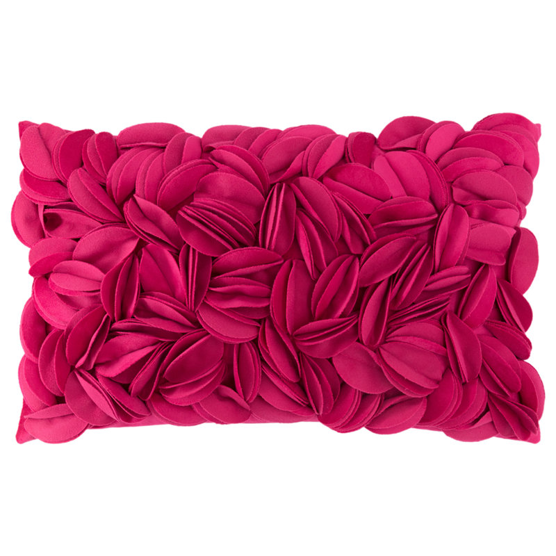 Housse de coussin brodée, Rose - velours, Rectangle H 12 po x l 20 po