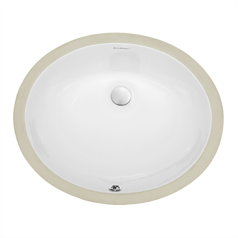 Lavabo de salle de bain ovale encastré blanc 18 "Monaco SM-UM621, White
