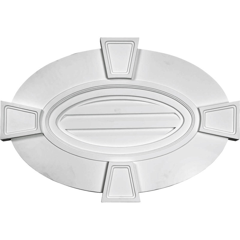 20"H x 29"W Horizontal Oval Gable Vent Louvre with Flat Trim and Keystones