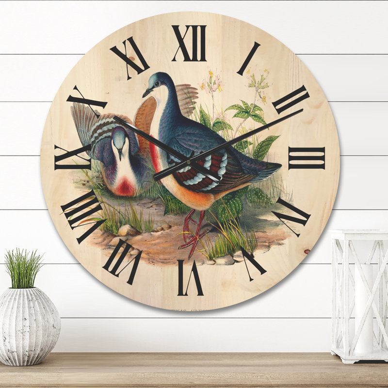 Horloge murale en bois Birds in the Wild IV, Moyen
