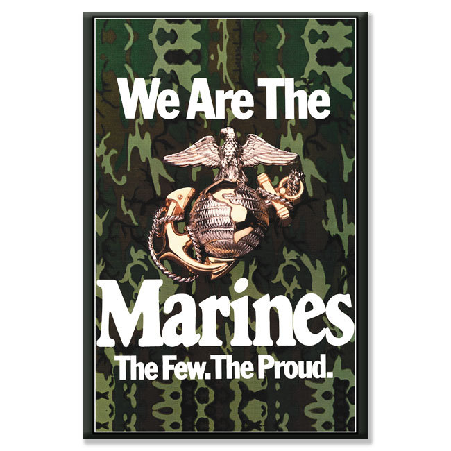 « we is the marines », affiche rétro encadrée, H 42 po x l 28 po x P 1,5 po