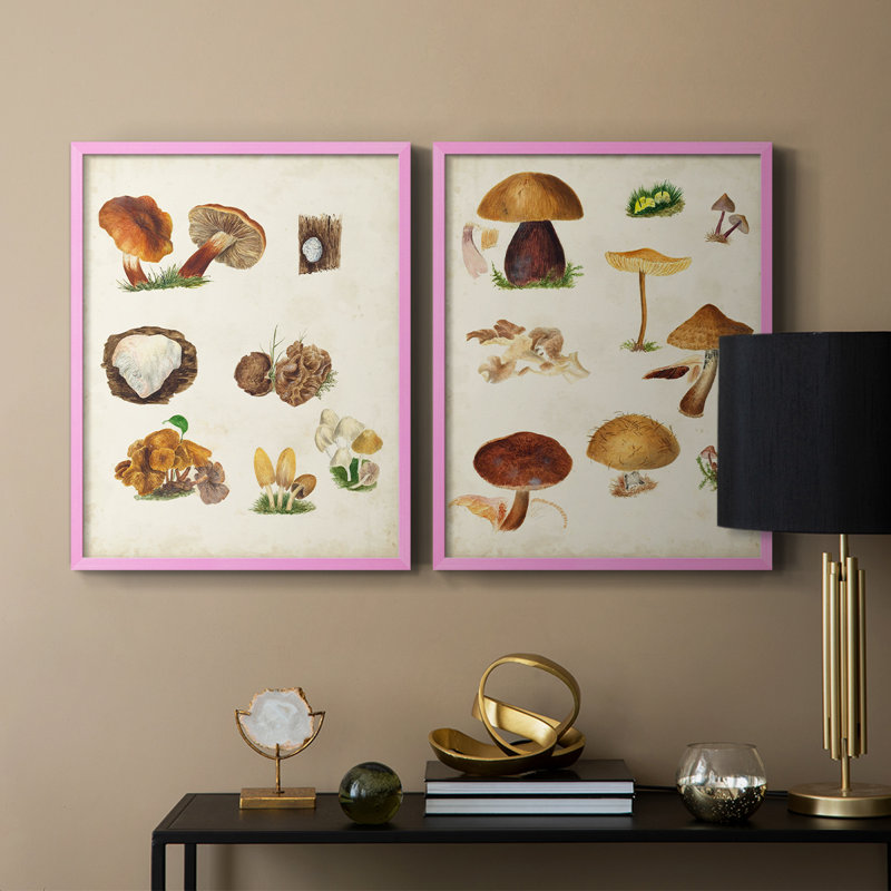 Reproduction encadrée de champignon I-Premium - prêt à être accroché - aucun clou requis - aucun clou requis, Rose