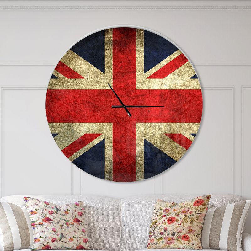 Drapeau britannique rétro - horloge murale moderne, Surdimensionné