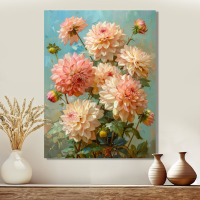 Dahlia rose rose vert été - décoration murale Dahlia