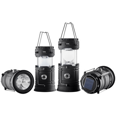 LED Camping Lanterns, 4 Pack Rechargeable Camping Flashlights, Solar And USB Charging, Portable Collapsible, Bulit To Last Lights, As Power Bank, For Hiking, Hurricane Emergency, Outrages, Fishing