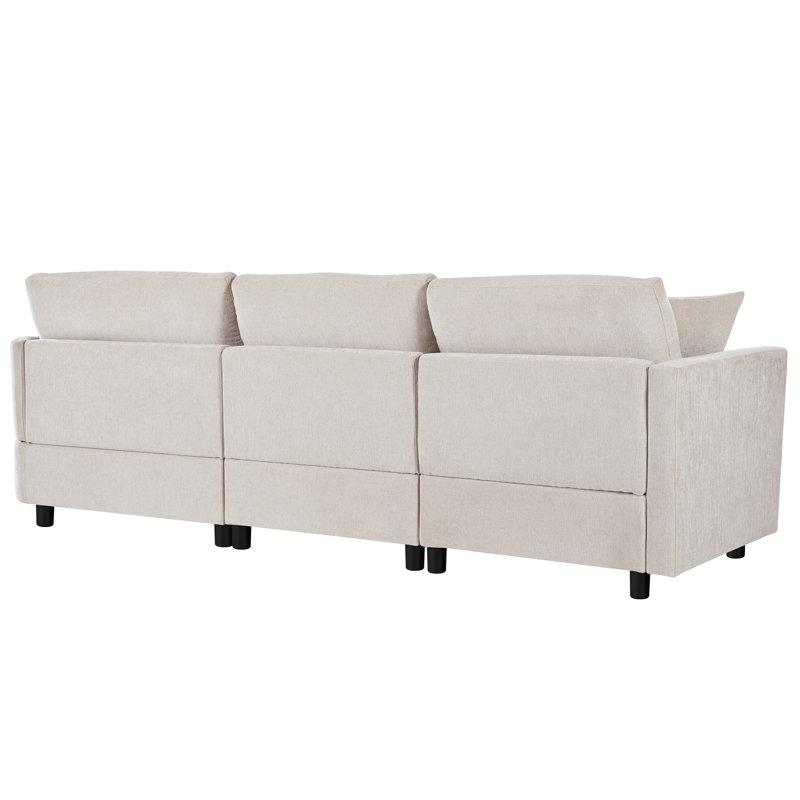 Canapé modulaire en chenille 3 pièces en U de 107 po avec méridienne courbée et 3 coussins décoratifs U_Style - parfait pour les salons
