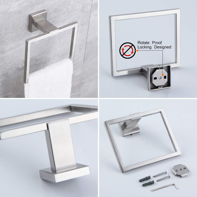 4 - Piece Bathroom Hardware Set, Brushed Stainless Steel