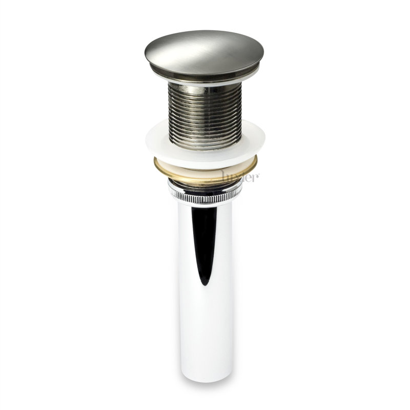 Pop-Up Bathroom Sink Drain Stopper with No Overflow, Brushed Nickel