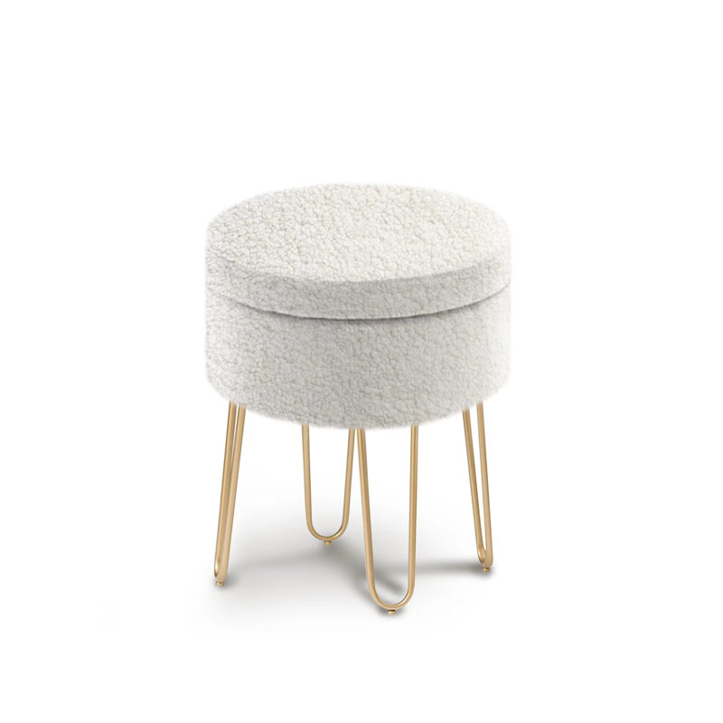 Velvet Ottoman, White
