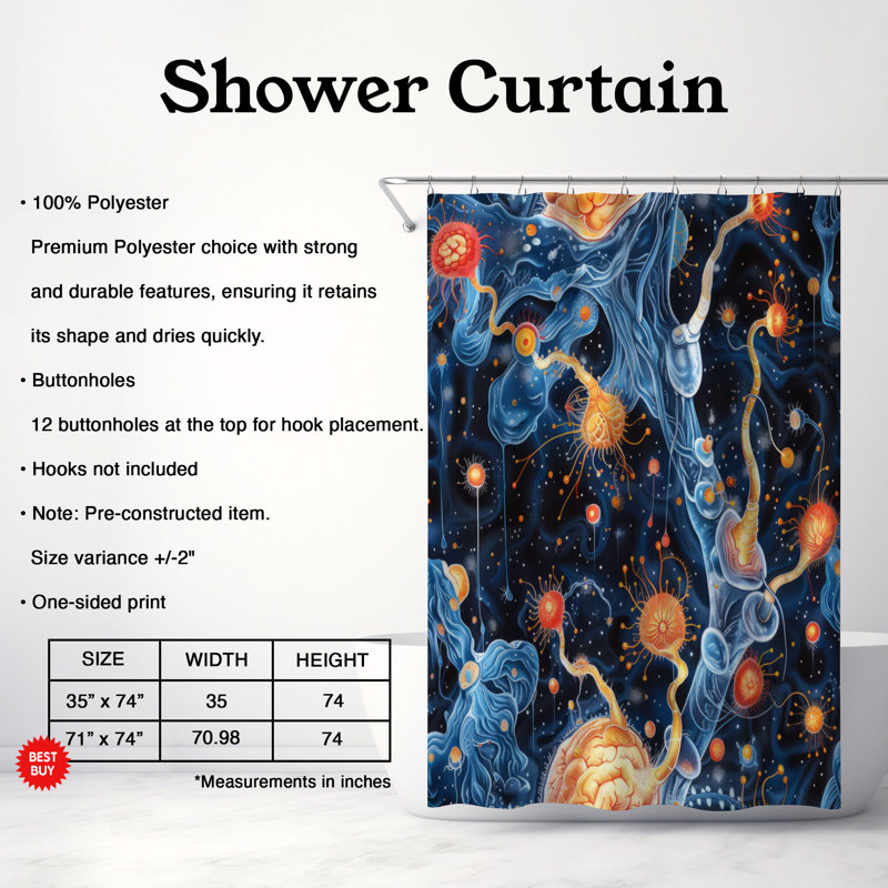 Brain Connections - Rideau de douche Premium, H 74 po x l 71 po