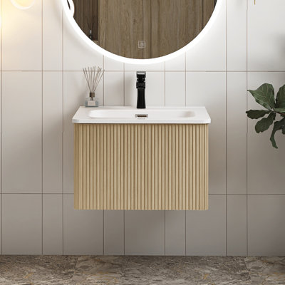 Meuble-lavabo mural 24 po avec lavabo en céramique blanche