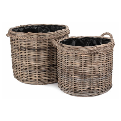 2-tlg. Blumentopf-Set Dunsmuir aus Rattan