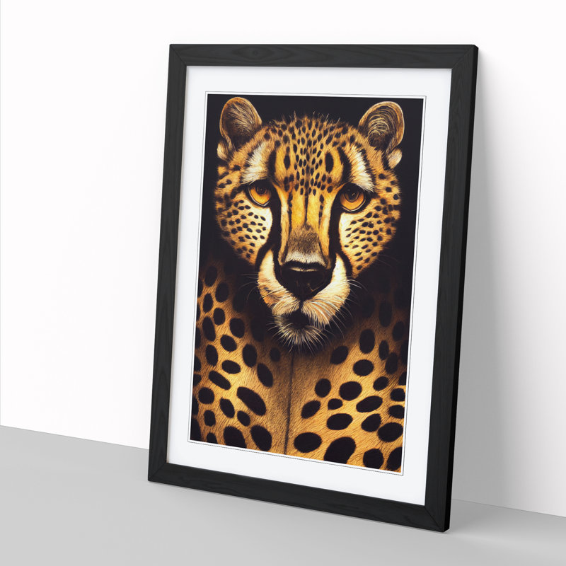 Cheetah Surrealism 1 Piece Wall Art, 34cm H x 25cm W, Oak Framed
