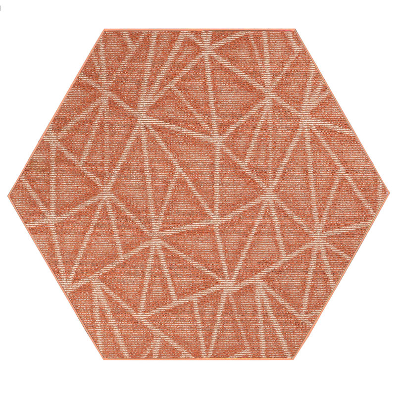 Tapis géométrique rouge mort cadu, Hexagone 3 pi