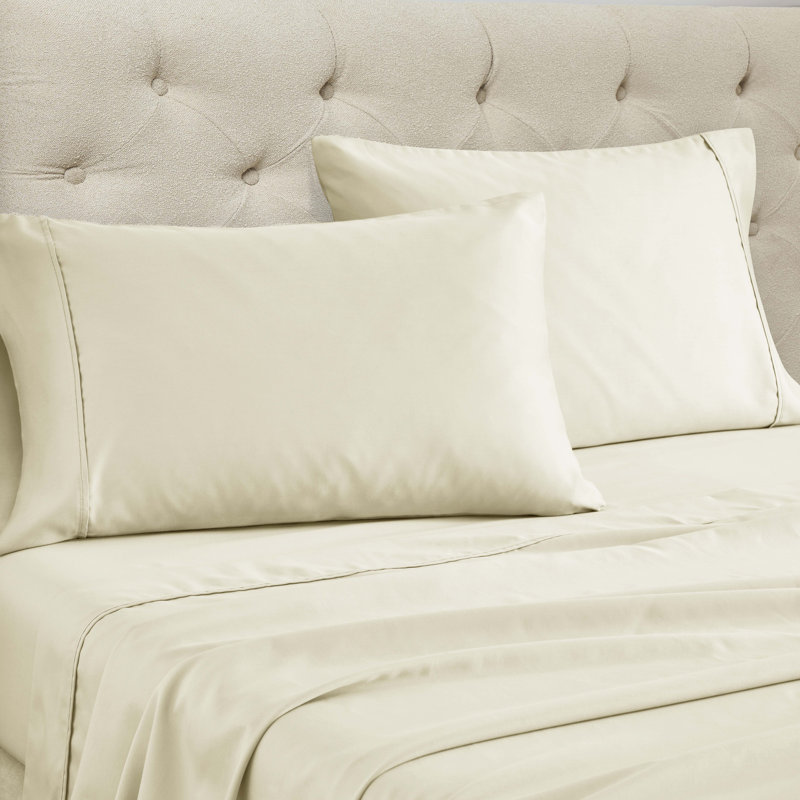 Superior 1500 Thread Count Cotton Blend Deep Pocket Sheet Set, Ivory, King Sheet Set