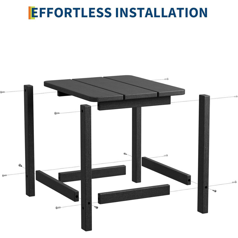 Square Hdpe All-weather Side Table, Durable Outdoor Patio End Table Built To Last, Resists Fading And Moisture For Beach Or Porch, Features Simple Assembly, A Sturdy And Versatile Companion
