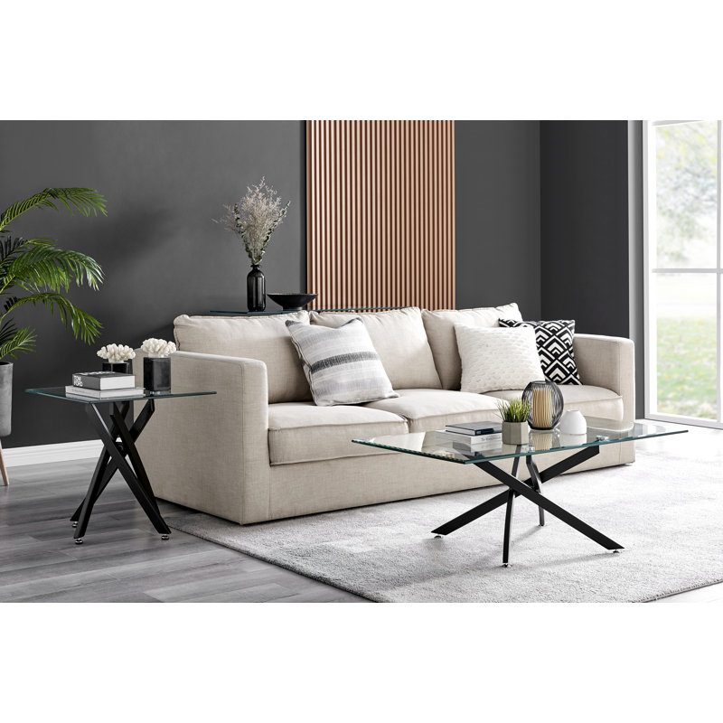 Chayton Modern Contemporary Glass And Chrome Coffee Table - Modern Sleek Design, Black