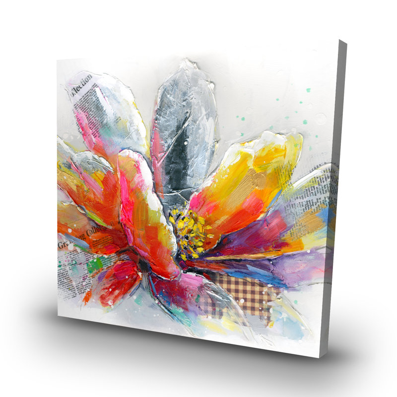 Abstract flower with texture - 32"x32" art on canvas