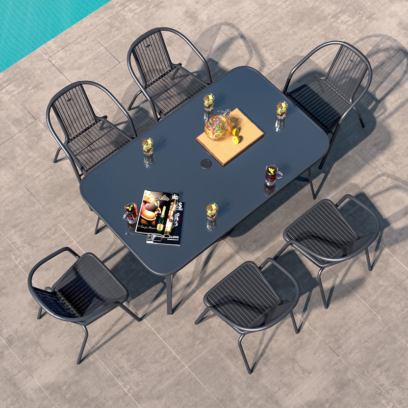 Alfie-Jack 6 - Person Patio Dining Set with Rectangular Table, 150cm