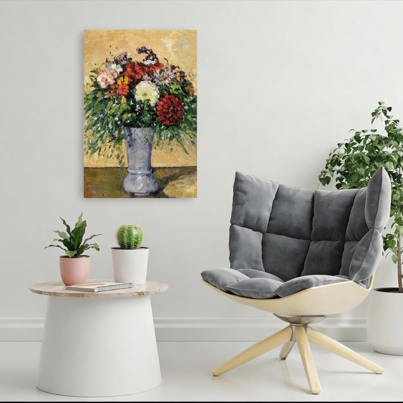Bouquet Of Flowers In A Vase, C.1877 Abstract Contemporary Wall Art Print by Paul Cezanne - Wrapped Canvas Print