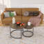 Table,Nesting Coffee Table Set Of 2, 27.6Inch Round Coffee Table Industrial Wood Finish With Sturdy Metal Frame,  End Table Side Tables For Living Room Bedroom Balcony Yard