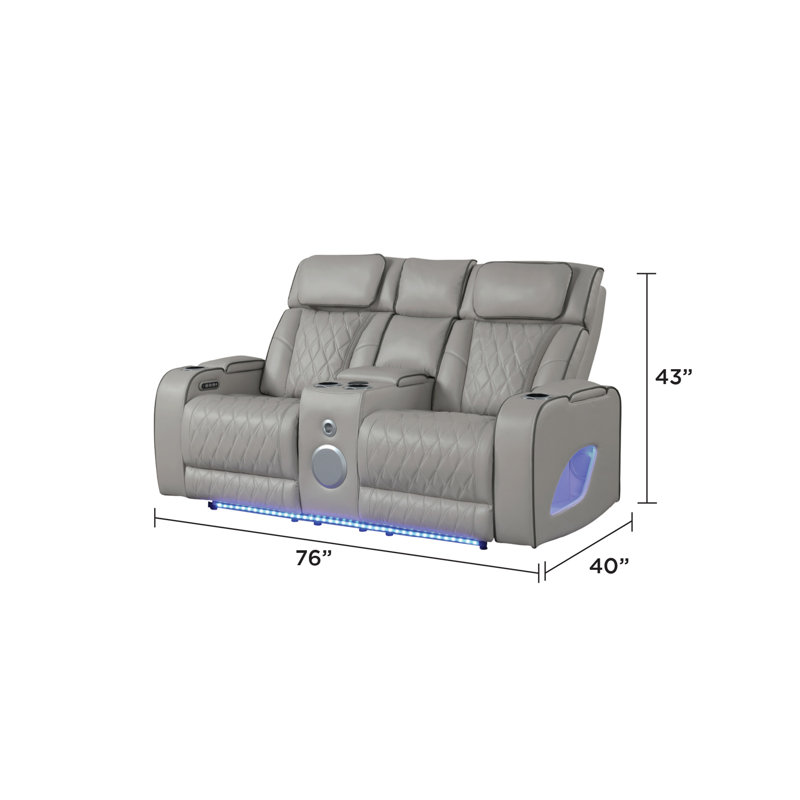 Causeuse inclinable de style moderne Fortuner en bois avec fonction de massage incluse - gris, 40.03" W