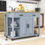 Chariot d'îlot de cuisine mobile extensible avec station de charge intégrée et rangement interne-404109134
