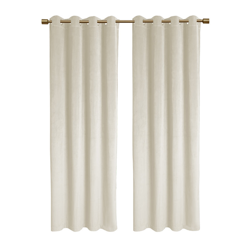 Rybicki Velvet Room Darkening Curtain Pair, 50" W x 84" L, Light Beige