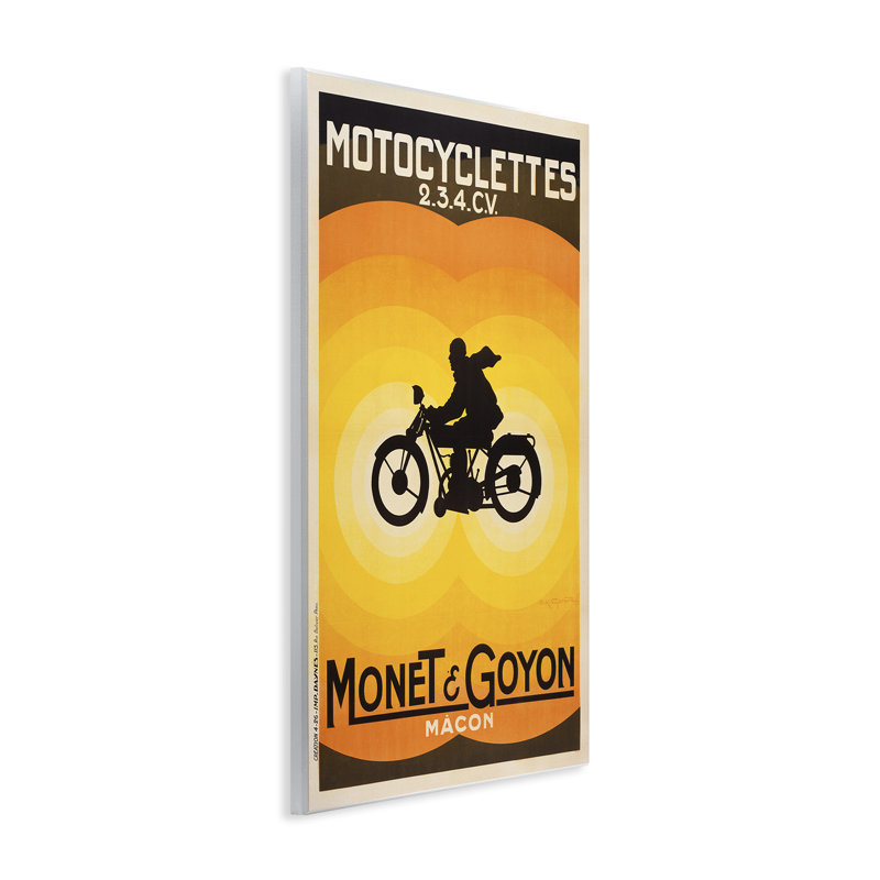 Publicité murale rétro sur moto, design par Marcus Jules, H 15 po x l 10 po