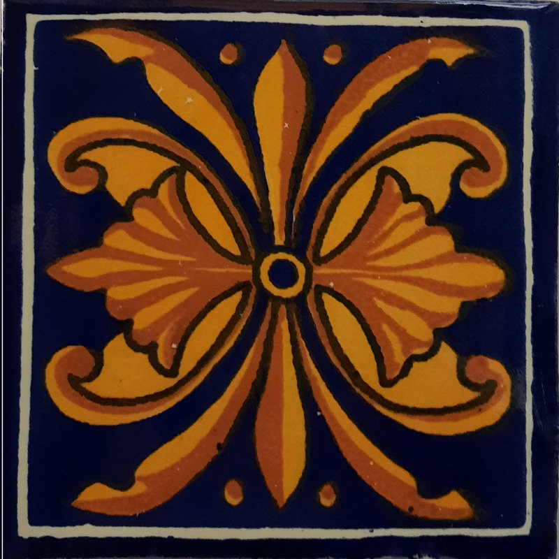 4.2" x 4.2" 9pcs TalaMex Monarca Talavera Mexican Tile