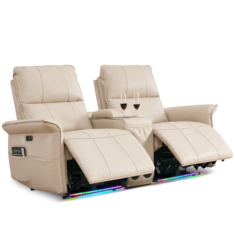 Fauteuil inclinable électrique avec console et causeuse Wall Light, Beige