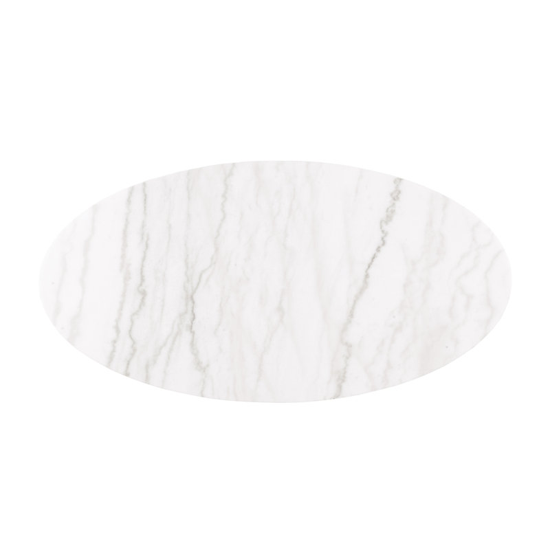 Table basse ovale en marbre Kirtin avec base dorée, Brun