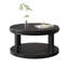 Table basse ronde en bois massif avec rangement à 2 niveaux, noir, design américain, pieds, égratigné, table de 31,5 pouces avec installation en 15 minutes, deux tablettes ouvertes de 100 lb par tablette, finition laquée