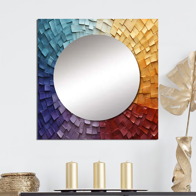 Kierstin - Rainbow Square Living Room Wall Mirror Art, 23" x 23"
