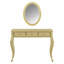Bureau de maquillage avec miroir ovale, coiffeuse à 3 tiroirs pour le rangement des bijoux, console élégante-448574192