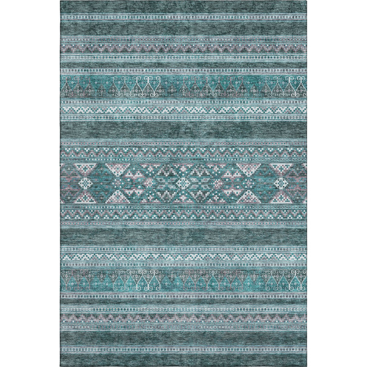 Premium Machine Washable Prisco Teal Rug