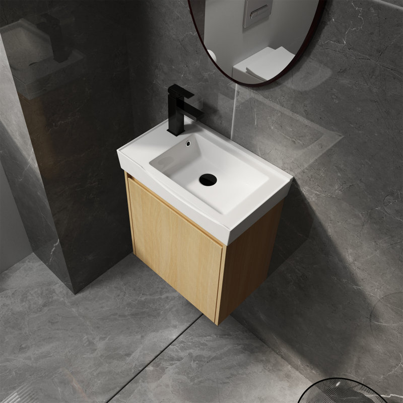 Meuble-lavabo mural avec lavabo en céramique