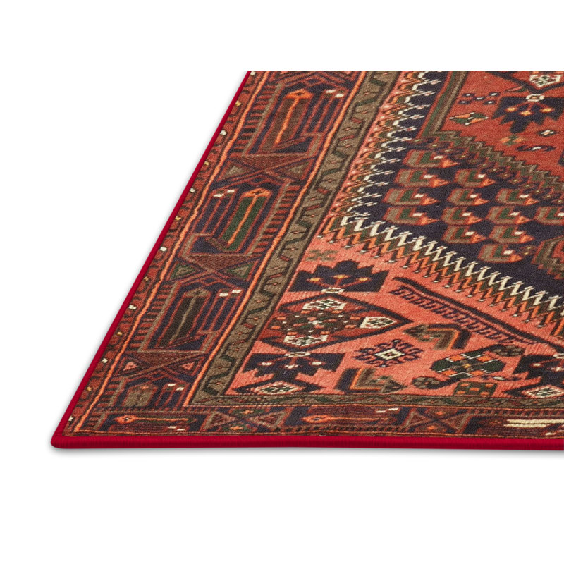 Tapis traditionnel brun / orange / bourgogne, Rectangle 5 pi x 7 pi