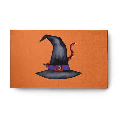 Tapis chat en chenille avec motif de chat d'Halloween CRH1321OR28