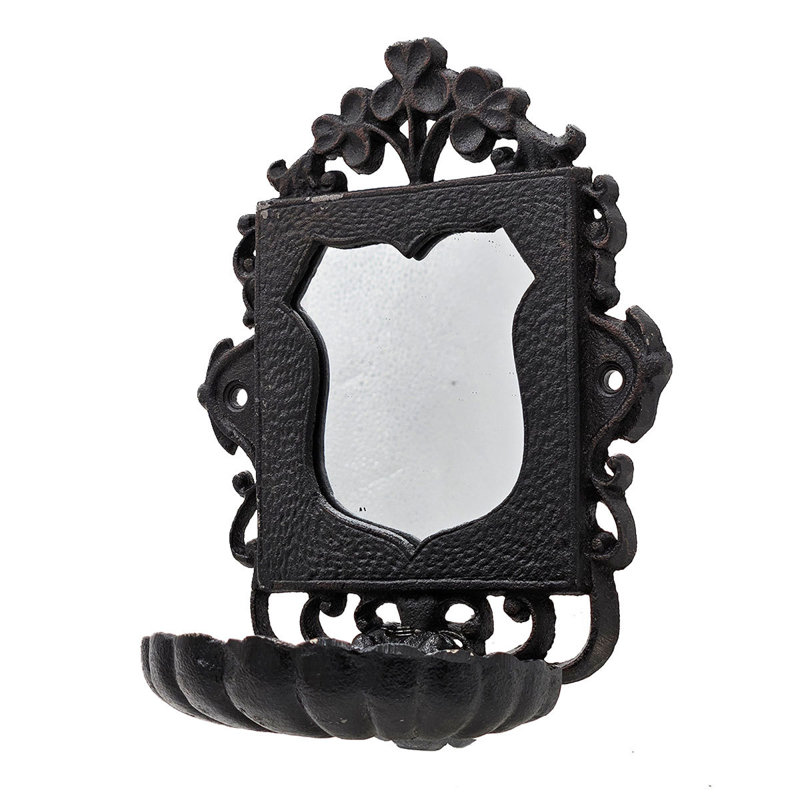 Porte-savon en fonte noir 6,3 x 3,9 x 8,2 po avec miroir