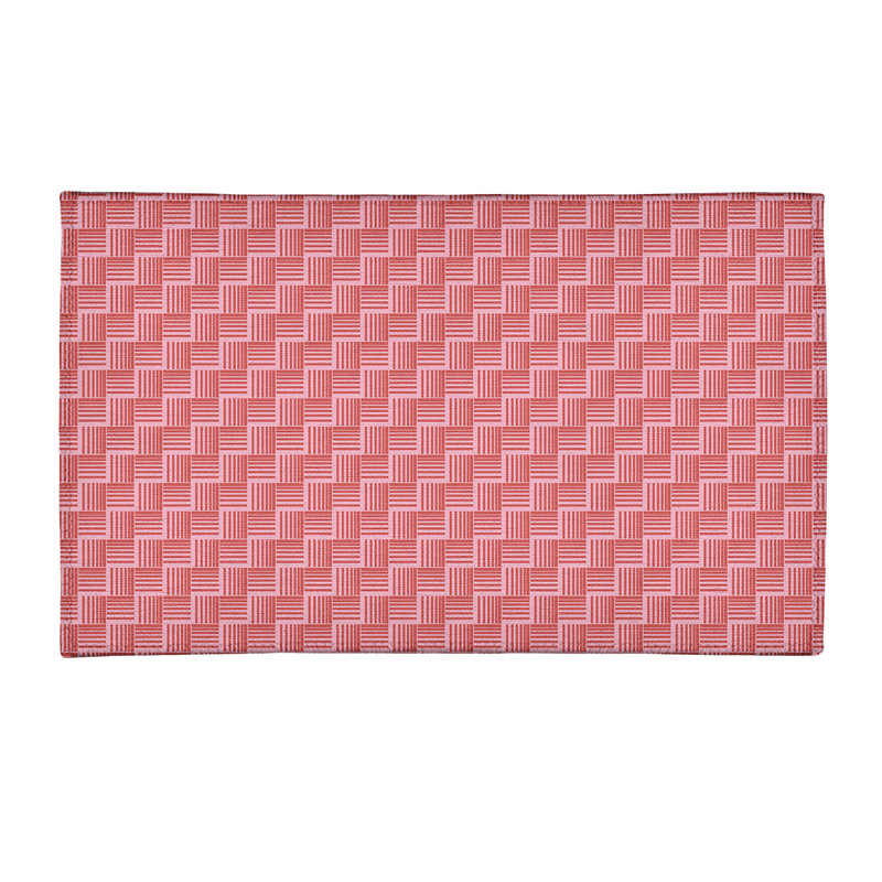 Tapis de zone rouge/rose fait main, Rectangle 3 pi x 5 pi