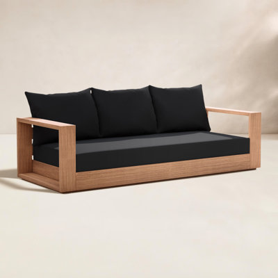 Tulum 87'' Wide Teak Patio Sofa with Cushions