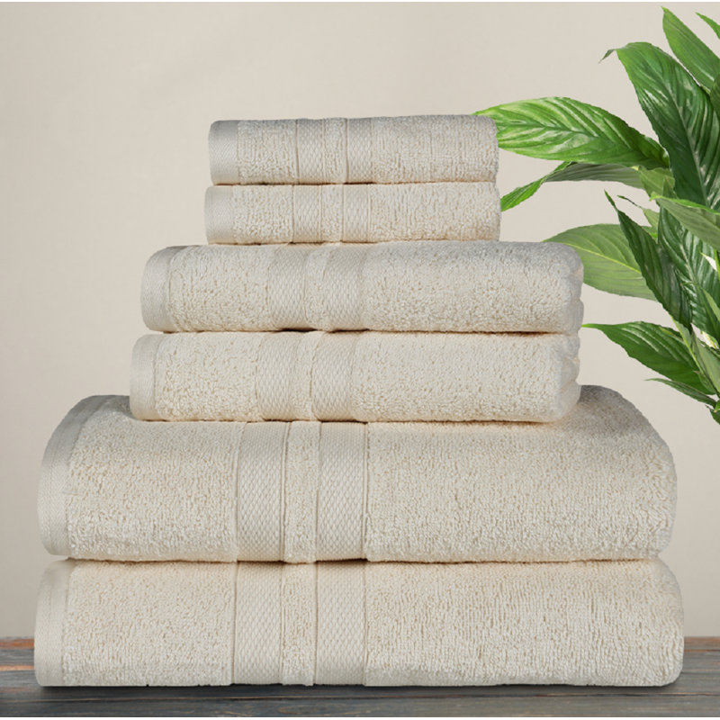 Amoy 100% Cotton Highly Absorbent Terry Cloth Towel Set, Ivory